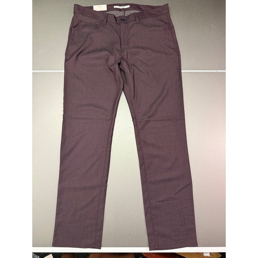 Perry Ellis Portfolio Mens 34x32 Burgundy 5-Pocket Stretch Pants Maroon